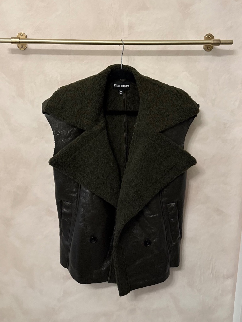 Steve Madden leather & Sherpa vest